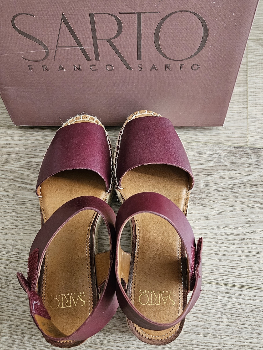 Franco Sarto Women's Burgundy Espadrille Sandals Size 8